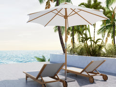 Market 118-inch Diameter Teak White Outdoor Umbrella - Ornate Home