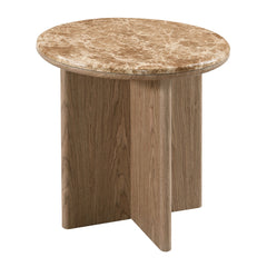 Markku Natural Marble/Oak End Table - Ornate Home