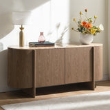 Markku Oak/Natural Marble Console Table - Ornate Home