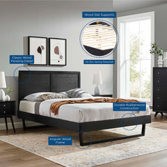 Marlee Black Wood Full Platform Bed With Angular Frame - Ornate Home