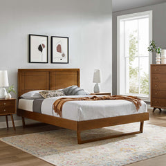 Marlee Walnut Wood King Platform Bed With Angular Frame - Ornate Home