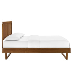 Marlee Walnut Wood King Platform Bed With Angular Frame - Ornate Home