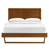 Marlee Walnut Wood King Platform Bed With Angular Frame - Ornate Home
