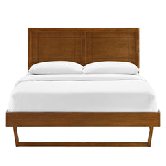 Marlee Walnut Wood King Platform Bed With Angular Frame - Ornate Home