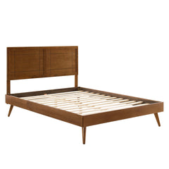 Marlee Walnut Wood King Platform Bed With Splayed Legs - Ornate Home