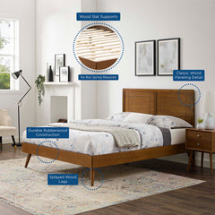 Marlee Walnut Wood King Platform Bed With Splayed Legs - Ornate Home