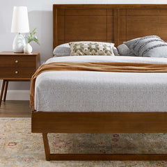 Marlee Walnut Wood Twin Platform Bed With Angular Frame - Ornate Home