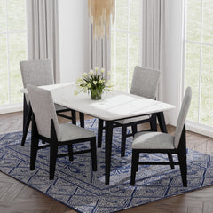 Marlene Black Dining Table with White Faux Marble Top - Ornate Home