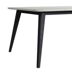 Marlene Black Dining Table with White Faux Marble Top - Ornate Home