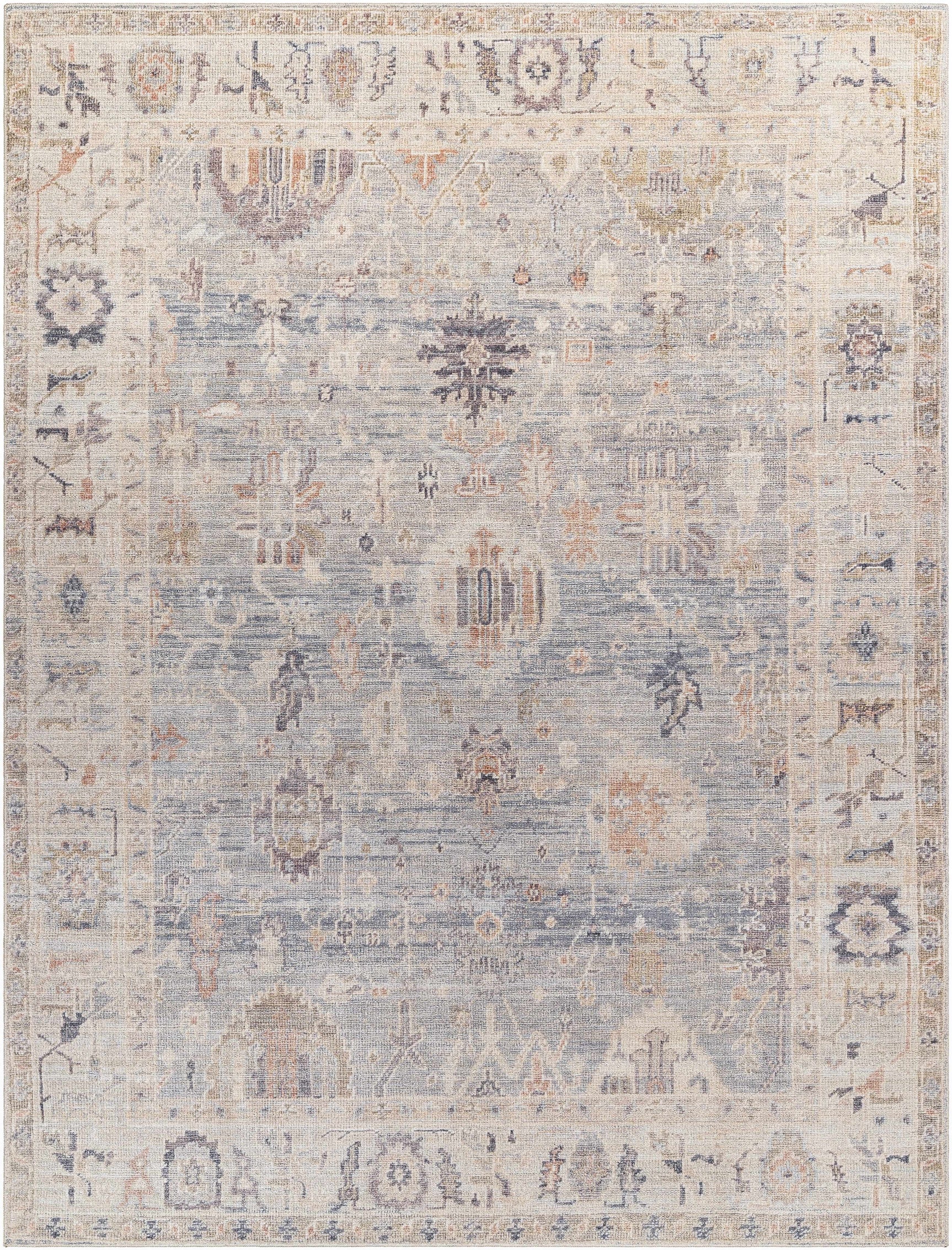 Marlene Damask Cream & Blue Area Rug - Becki Owens x Livabliss - Ornate Home