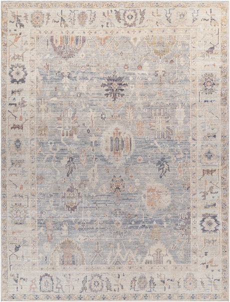 Marlene Damask Cream & Blue Area Rug - Becki Owens x Livabliss - Ornate Home