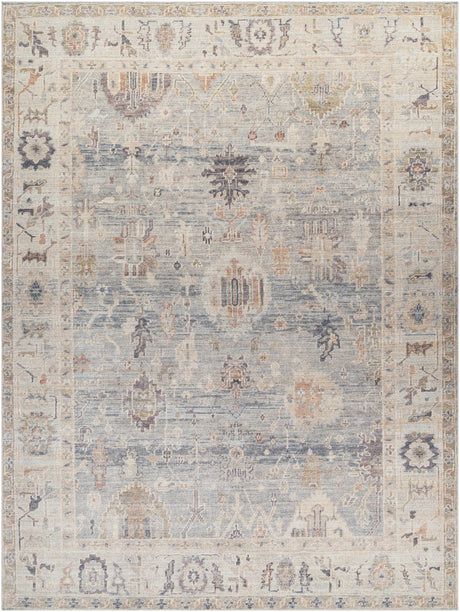 Marlene Damask Cream & Blue Area Rug - Becki Owens x Livabliss - Ornate Home