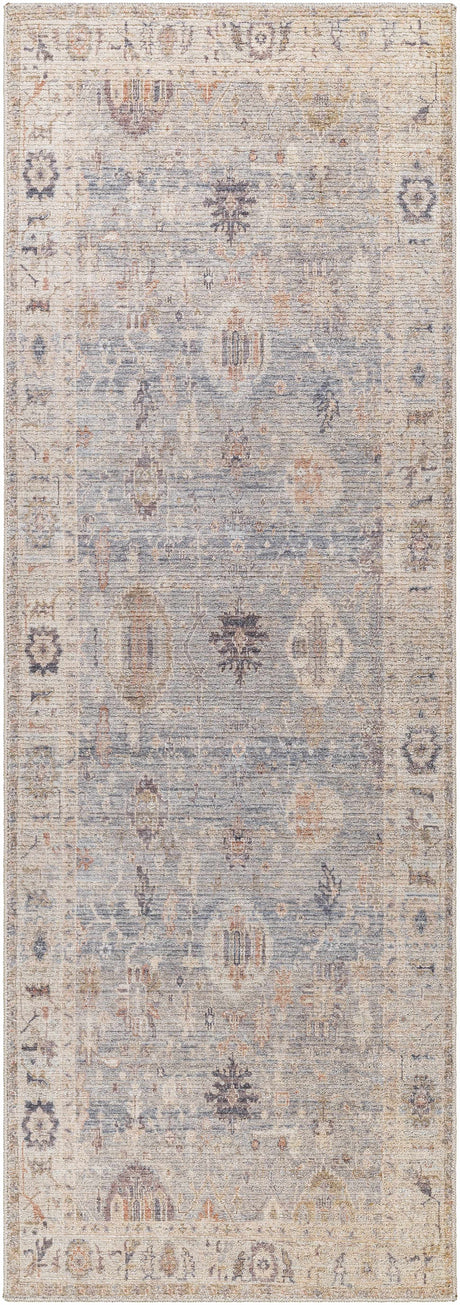 Marlene Damask Cream & Blue Area Rug - Becki Owens x Livabliss - Ornate Home