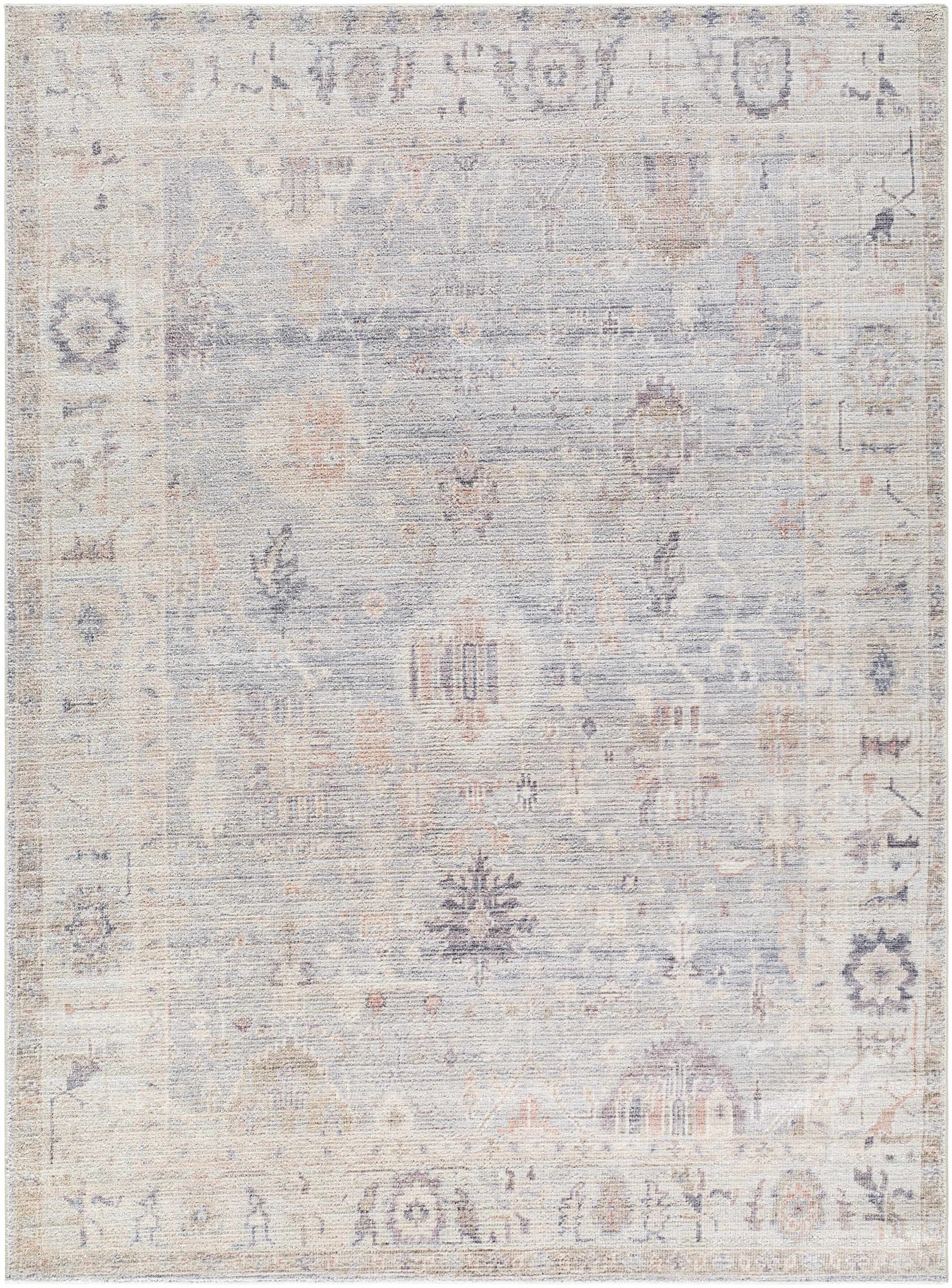 Marlene Damask Cream & Blue Area Rug - Becki Owens x Livabliss - Ornate Home