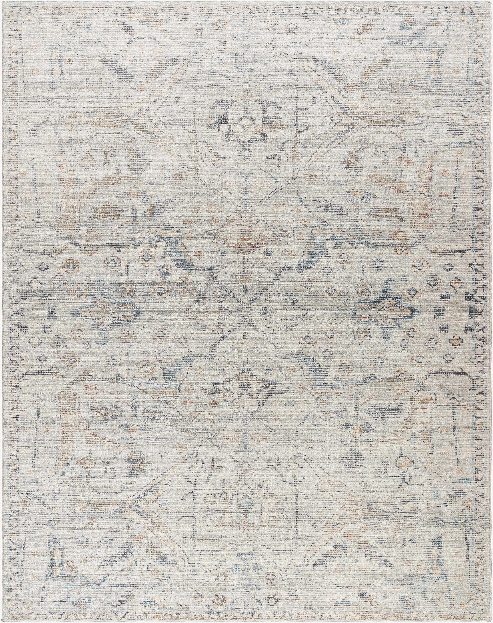 Marlene Damask Off White & Blue Area Rug - Becki Owens x Livabliss - Ornate Home