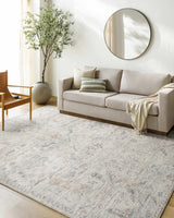 Marlene Damask Off White & Blue Area Rug - Becki Owens x Livabliss - Ornate Home