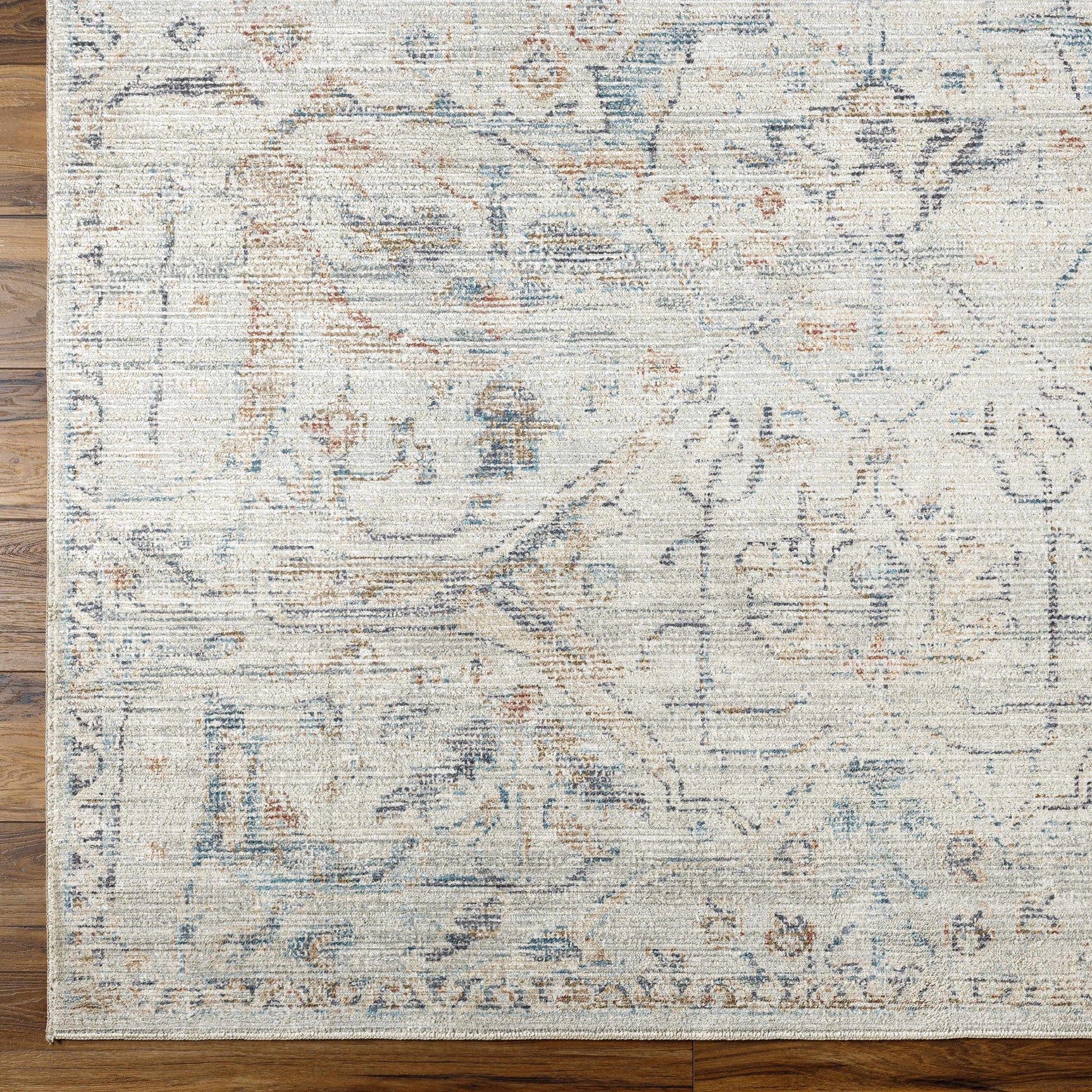 Marlene Damask Off White & Blue Area Rug - Becki Owens x Livabliss - Ornate Home