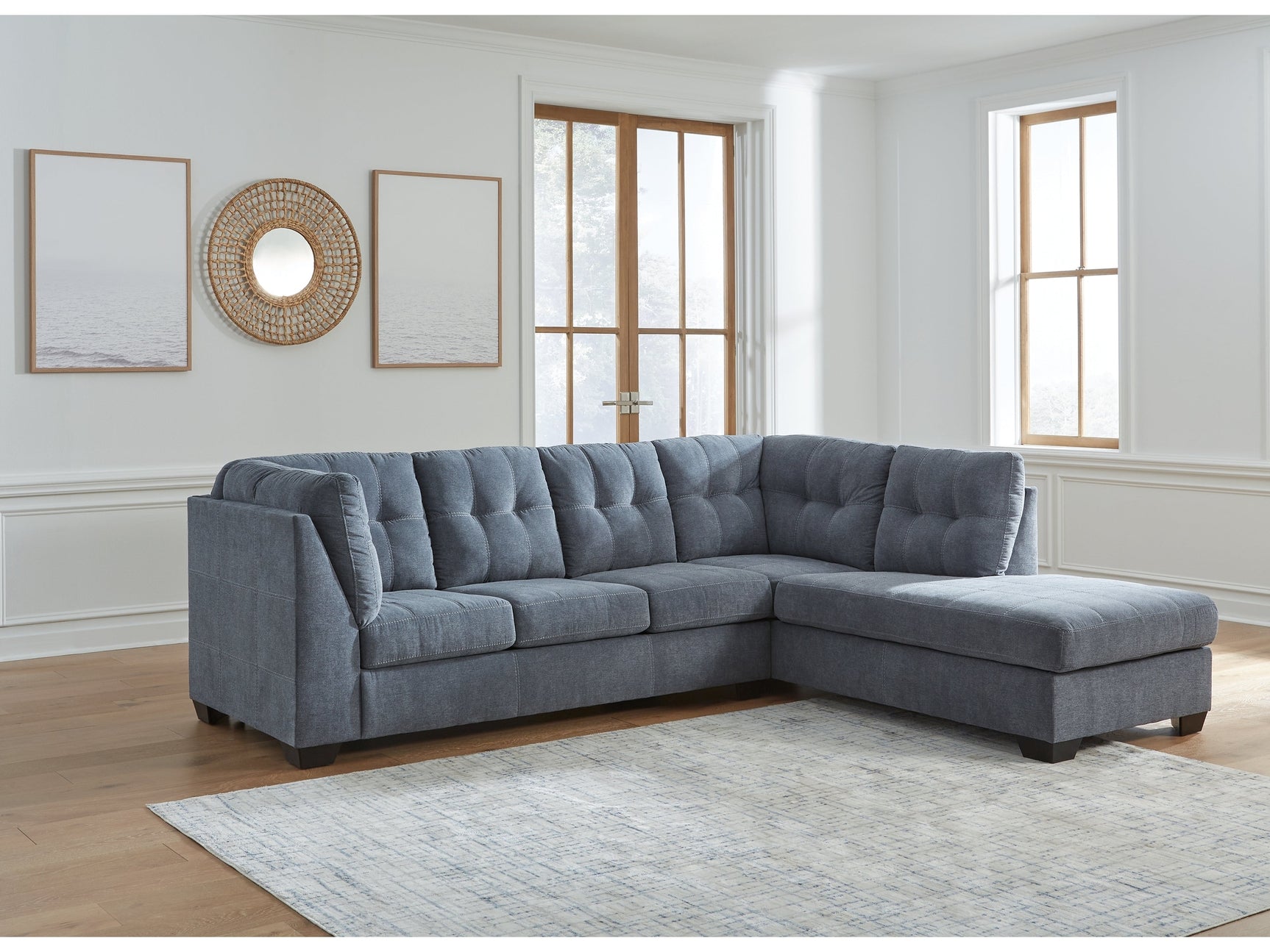 Marleton Denim 2pc Sectional with Chaise - Ornate Home