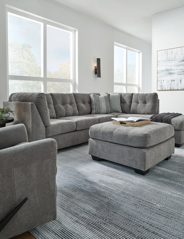 Marleton Gray 2-Piece Sectional and Ottoman - Ornate Home