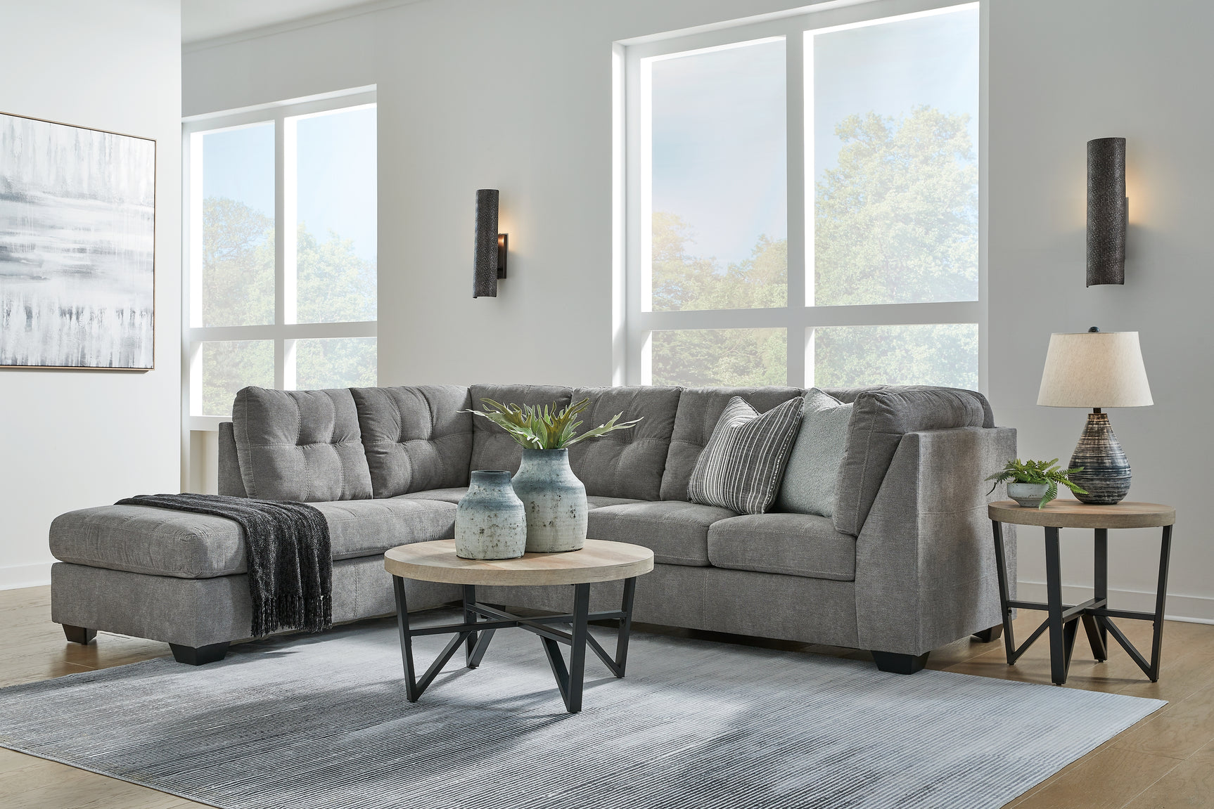 Marleton Gray 2-Piece Sectional with Chaise - Ornate Home