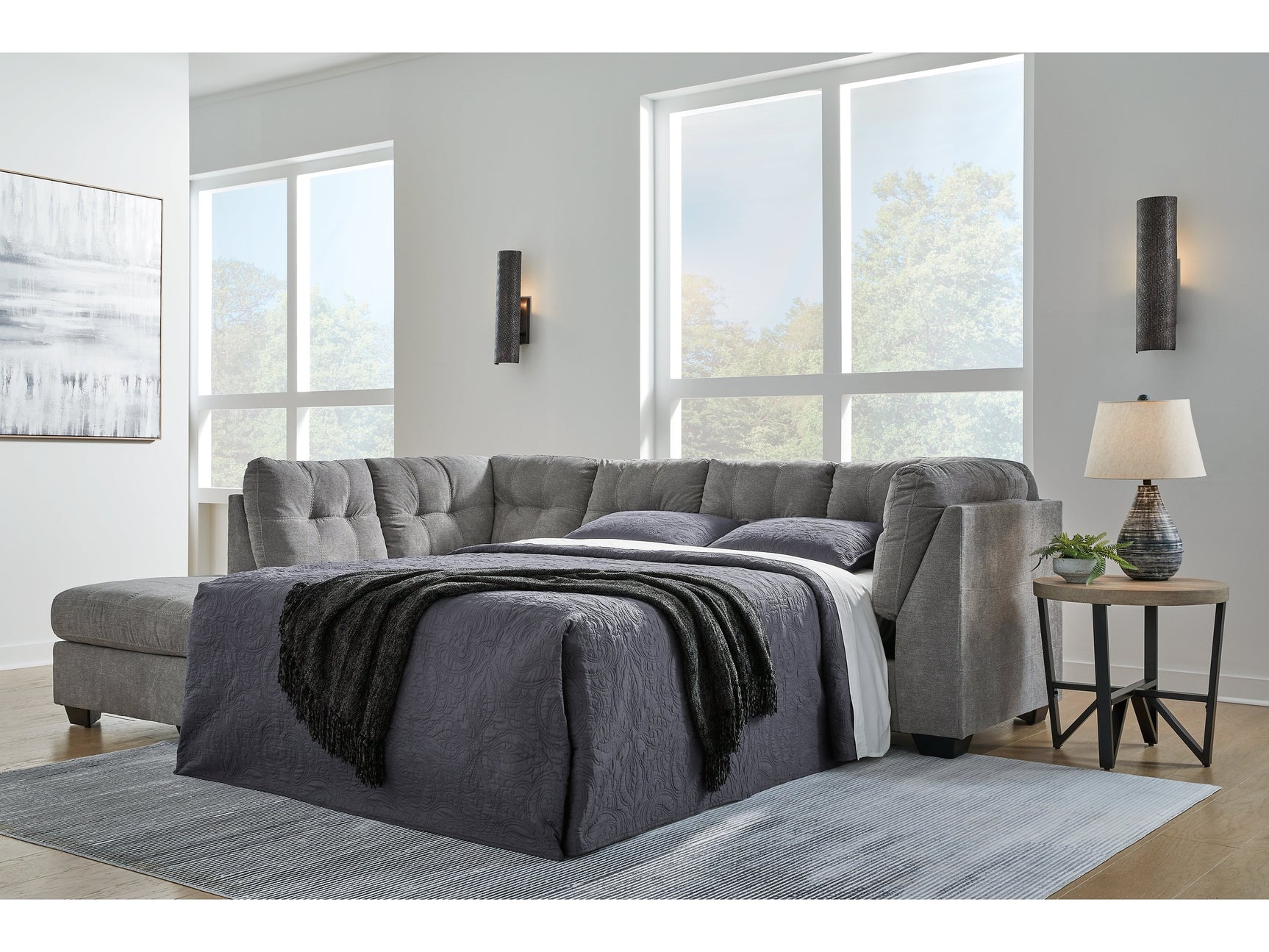Marleton Gray 2-Piece Sleeper Sectional w/Chaise - Ornate Home