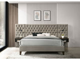 Marley Light Brown Eastern King Upholstered Wall Panel Bed - Ornate Home
