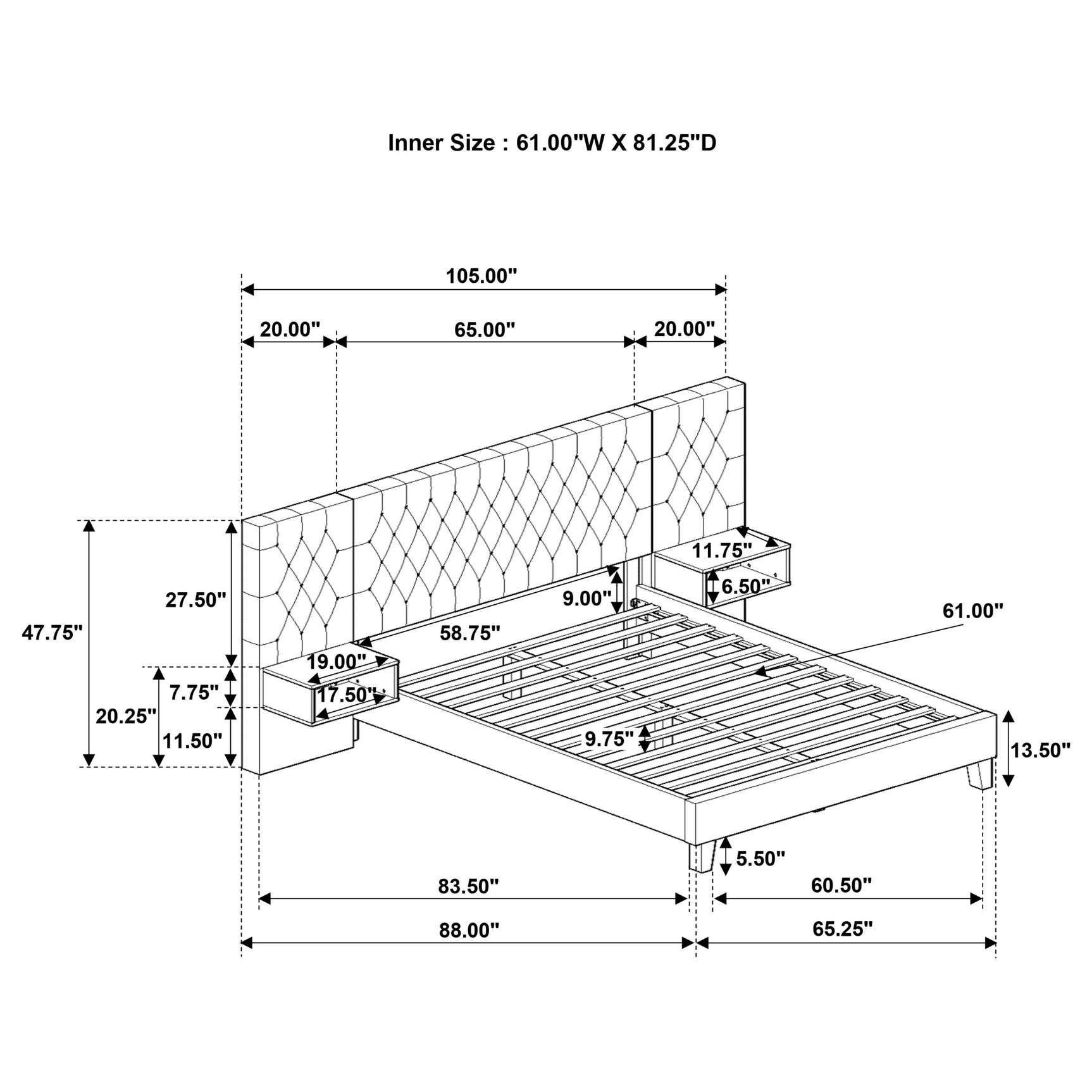 Marley Light Brown Queen Upholstered Wall Panel Bed - Ornate Home