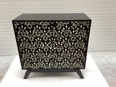 Marlon Black 2-door Floral Bone Inlay Accent Cabinet - Ornate Home