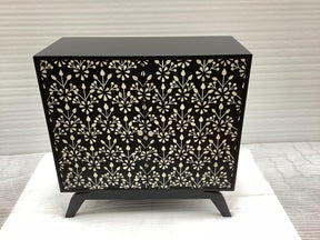 Marlon Black 2-door Floral Bone Inlay Accent Cabinet - Ornate Home