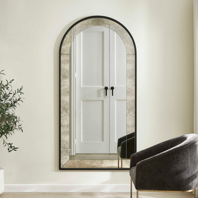 Marlowe Black Antique Arch Mirror - Ornate Home