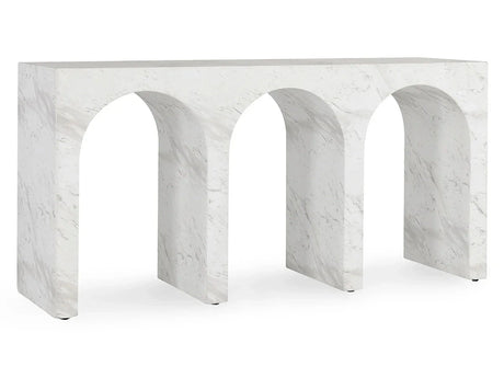 Marmo Ivory/Gray Outdoor Console Table - Ornate Home