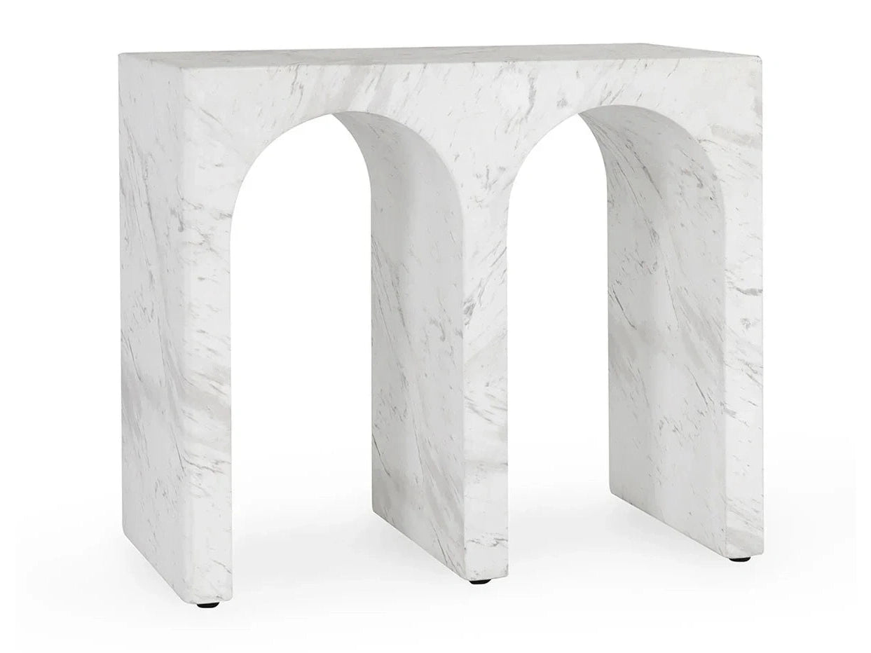 Marmo Ivory/Gray Outdoor End Table - Ornate Home
