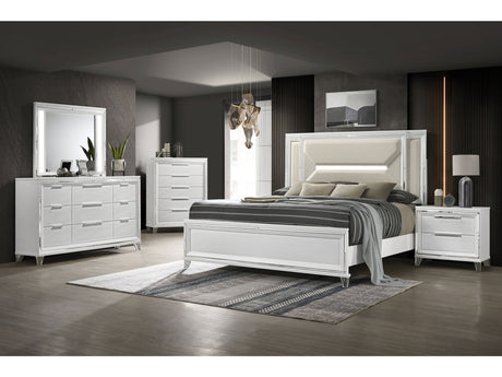 Marmore White 5-piece Eastern King Bedroom Set - Ornate Home