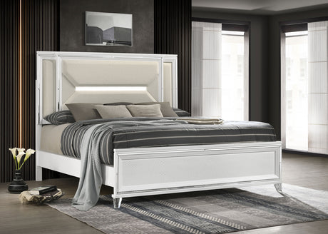 Marmore White California King Panel Bed - Ornate Home