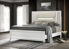 Marmore White Eastern King Panel Bed - Ornate Home