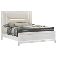 Marmore White Eastern King Panel Bed - Ornate Home