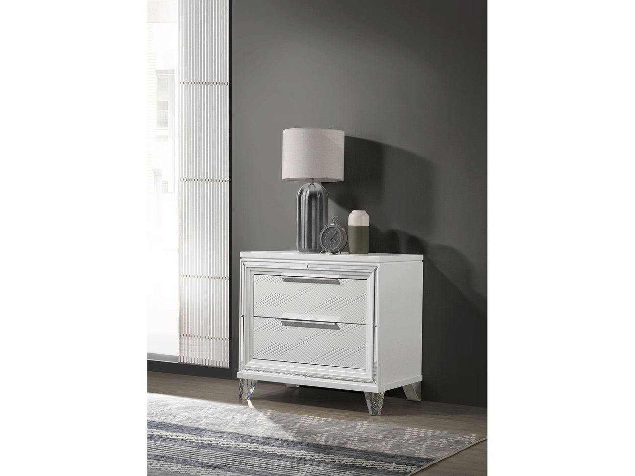 Marmore White Nightstand - Ornate Home