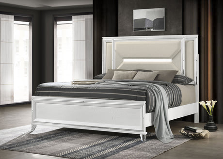 Marmore White Queen Panel Bed - Ornate Home