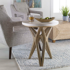 Marnie White/Woodtone Limestone Side Table - Ornate Home