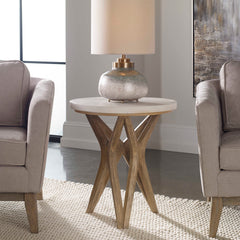 Marnie White/Woodtone Limestone Side Table - Ornate Home