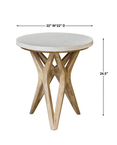 Marnie White/Woodtone Limestone Side Table - Ornate Home