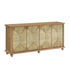Marola 71 Inch Oak Wood Seagrass Sideboard - Ornate Home