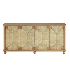 Marola 71 Inch Oak Wood Seagrass Sideboard - Ornate Home