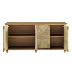 Marola 71 Inch Oak Wood Seagrass Sideboard - Ornate Home