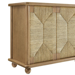 Marola 71 Inch Oak Wood Seagrass Sideboard - Ornate Home