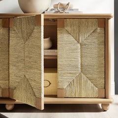 Marola 71 Inch Oak Wood Seagrass Sideboard - Ornate Home