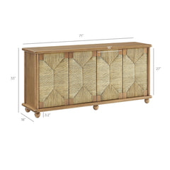 Marola 71 Inch Oak Wood Seagrass Sideboard - Ornate Home