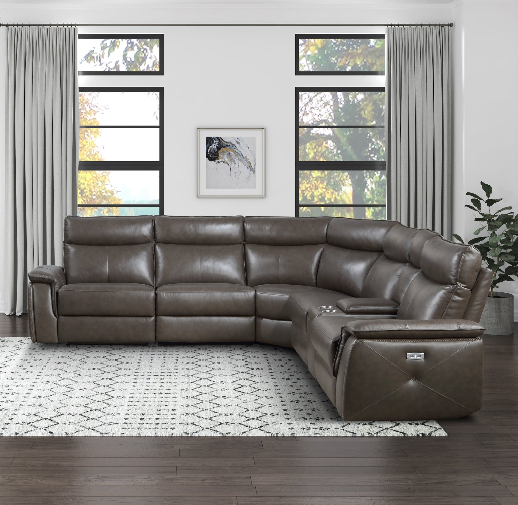 Maroni Brown 6-Piece Modular Power Reclining Sectional - Ornate Home
