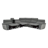 Maroni Gray 6-Piece Modular Power Reclining Sectional with Power Headrests - Ornate Home