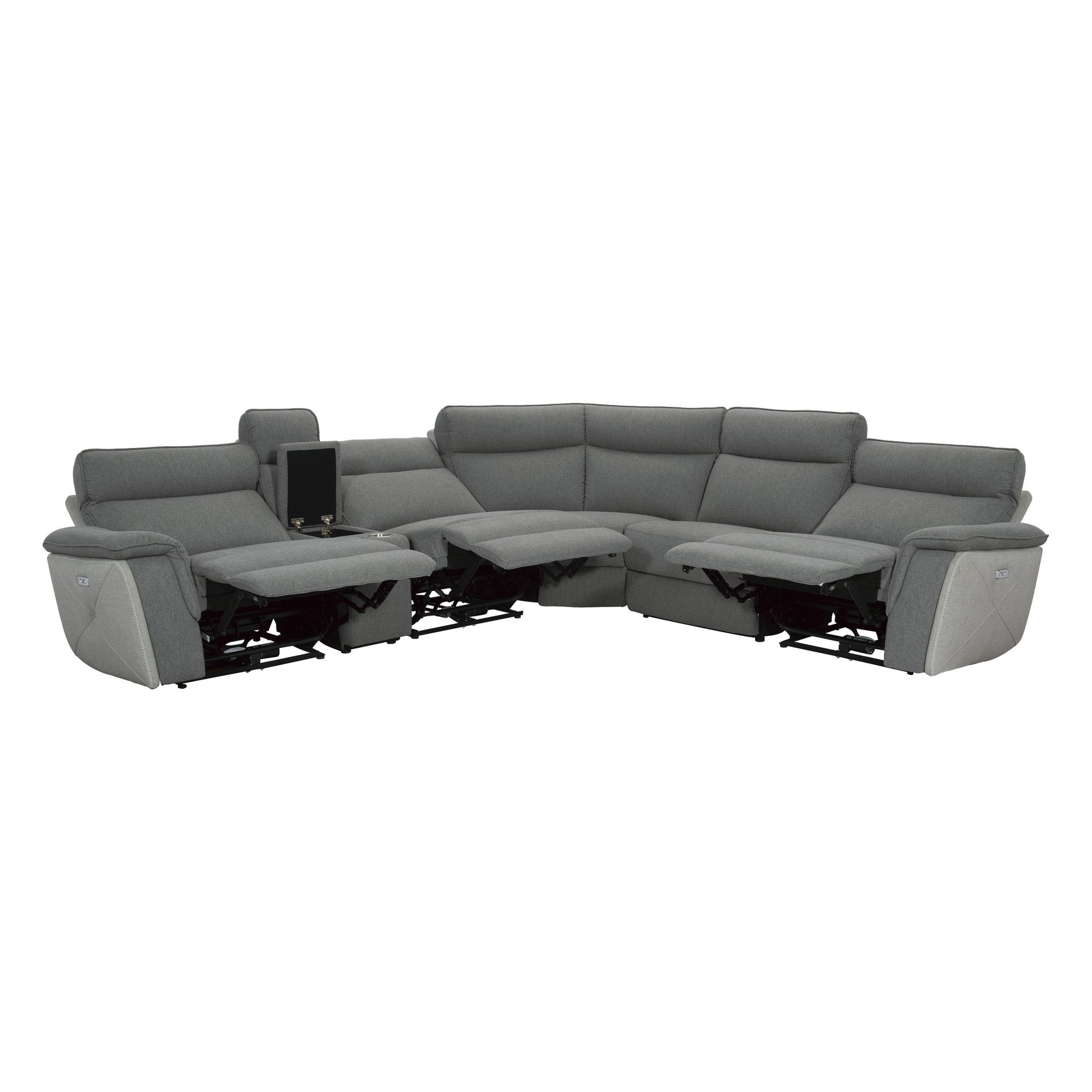 Maroni Gray 6-Piece Modular Power Reclining Sectional with Power Headrests - Ornate Home